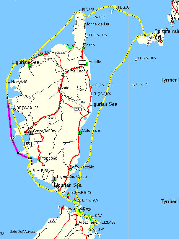 Route Elba Sardinien Korsika